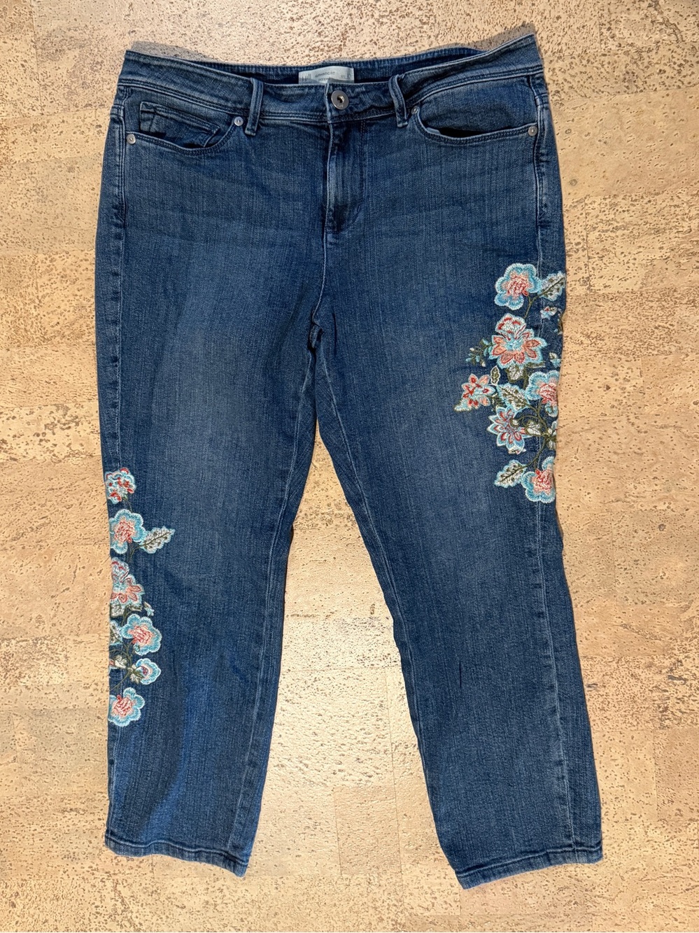 J.Jill Women's Cropped Jeans with Floral Embroidery, size 10
